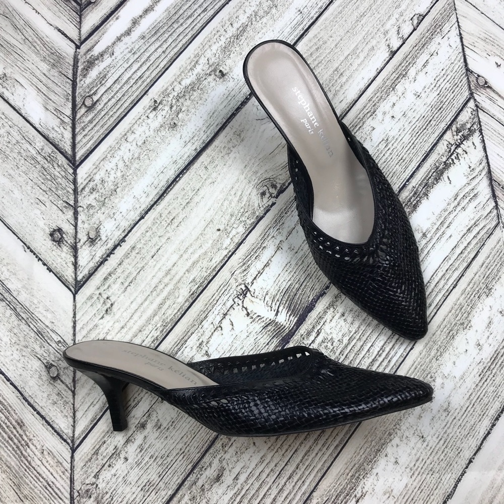 Stephane Kelian Woven Leather Slip On Heels